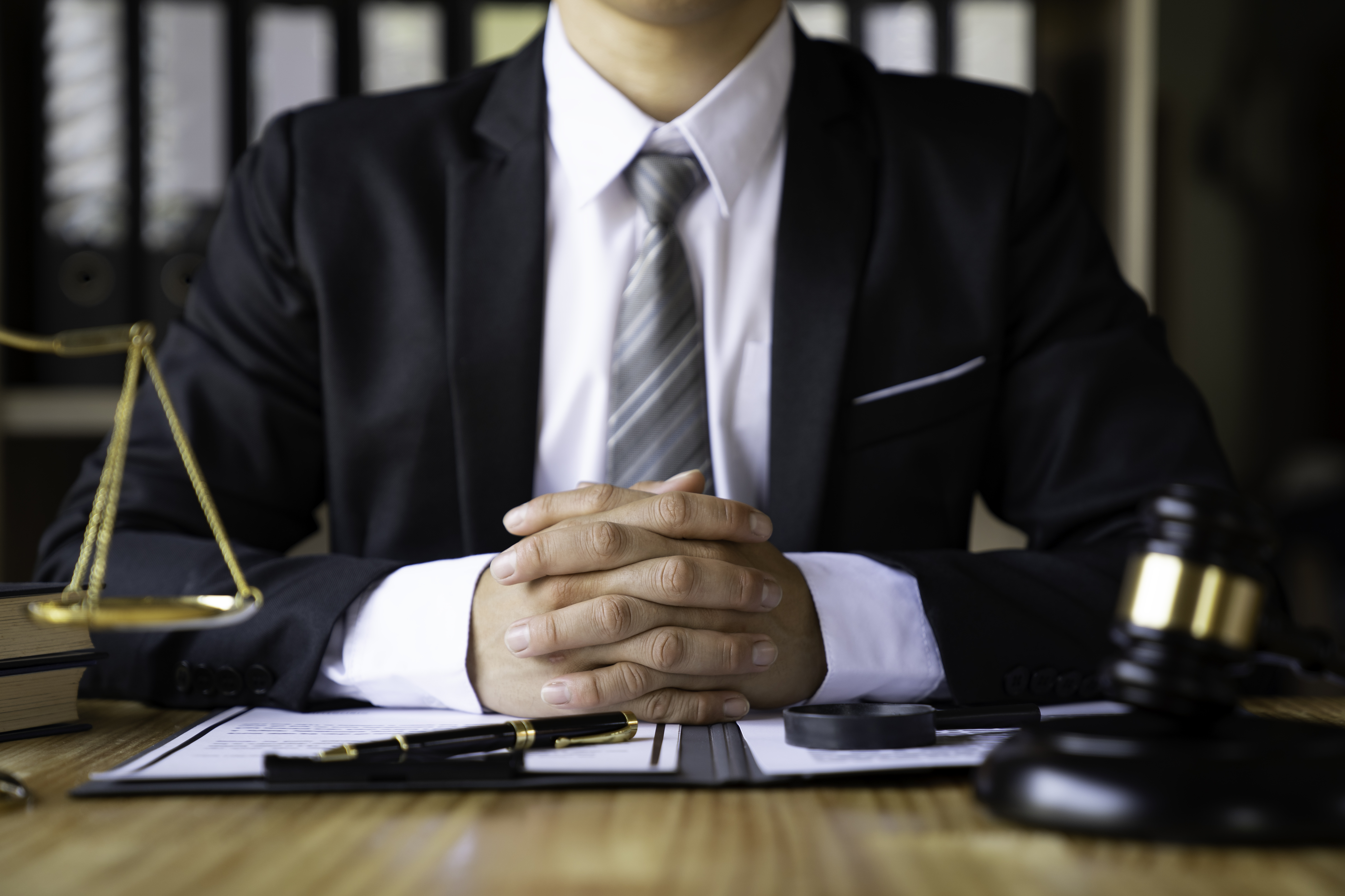 Attorney reviewing legal documents